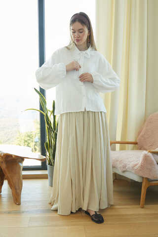 Tie Front Voile Shirt White - 5