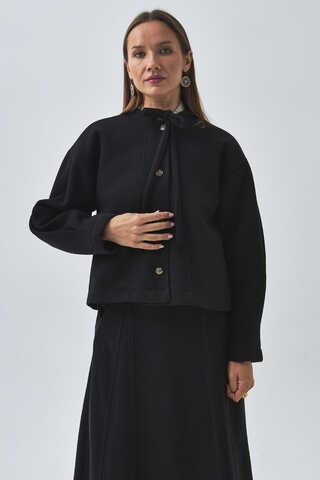 Tie Neck Short Jacket Black - 5