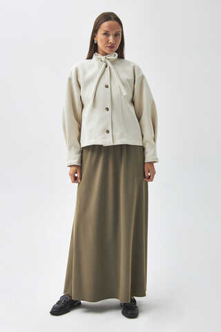 Tie Neck Short Jacket Ecru - 2