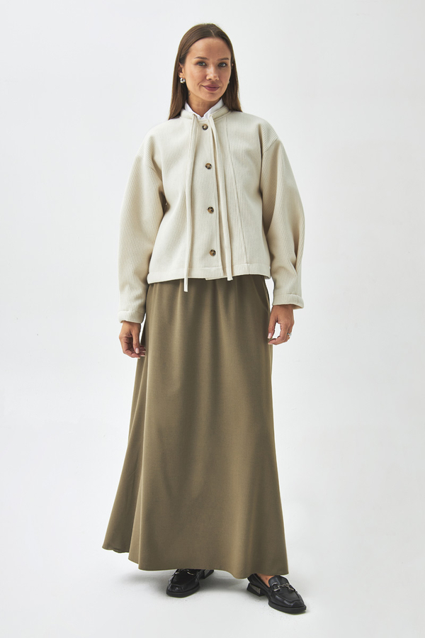 Tie Neck Short Jacket Ecru - 4