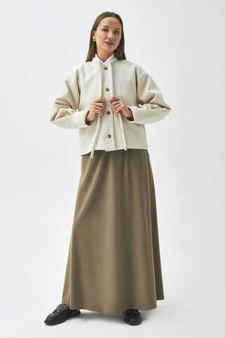 Tie Neck Short Jacket Ecru - 5