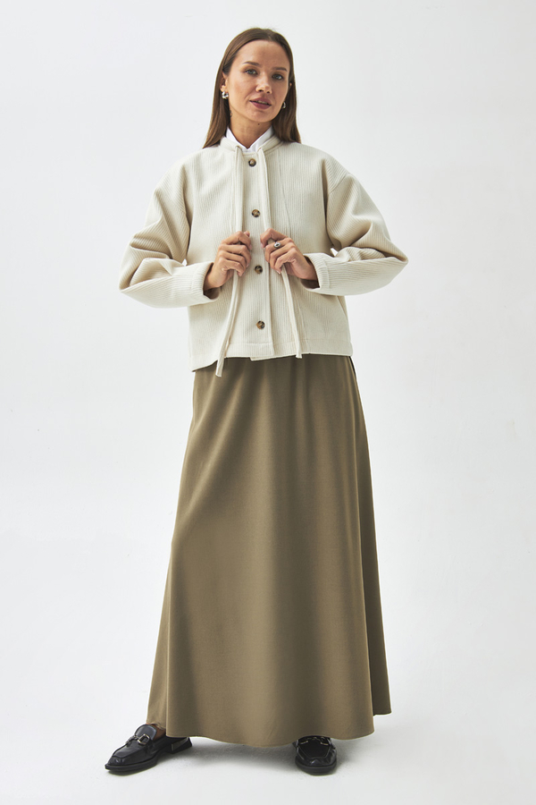 Tie Neck Short Jacket Ecru - 5