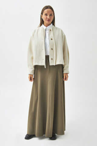 Tie Neck Short Jacket Ecru - 7