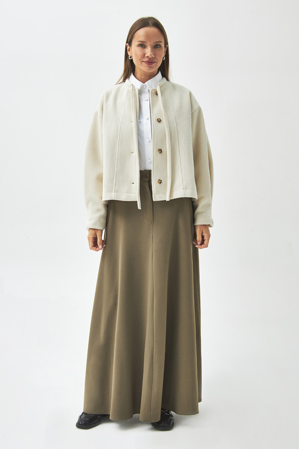 Tie Neck Short Jacket Ecru - 7