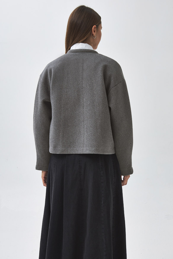 Tie Neck Short Jacket Grey - 11