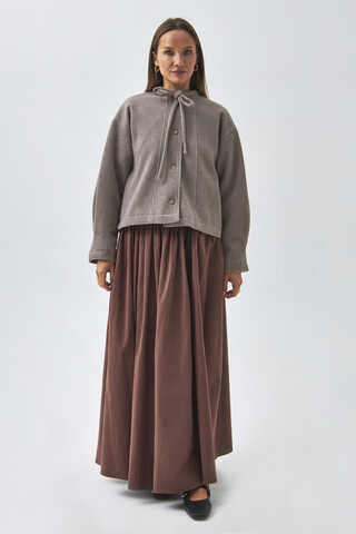 Tie Neck Short Jacket Mink - 2