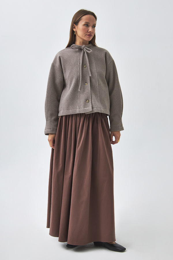 Tie Neck Short Jacket Mink - 3