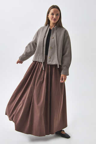 Tie Neck Short Jacket Mink - 9