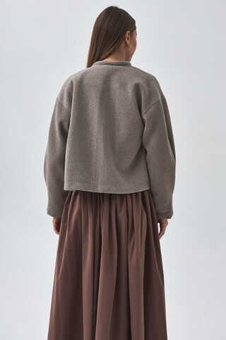 Tie Neck Short Jacket Mink - 11