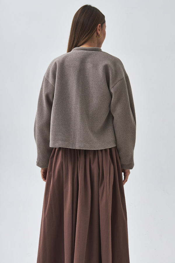 Tie Neck Short Jacket Mink - 11