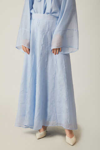 Tie Neck Skirt Set Baby Blue - 4