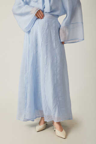 Tie Neck Skirt Set Baby Blue - 6