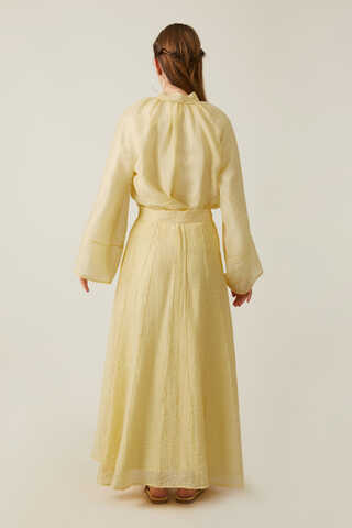 Tie Neck Skirt Set Butter Yellow - 6