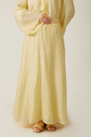 Tie Neck Skirt Set Butter Yellow - 8