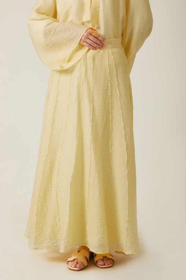 Tie Neck Skirt Set Butter Yellow - 8