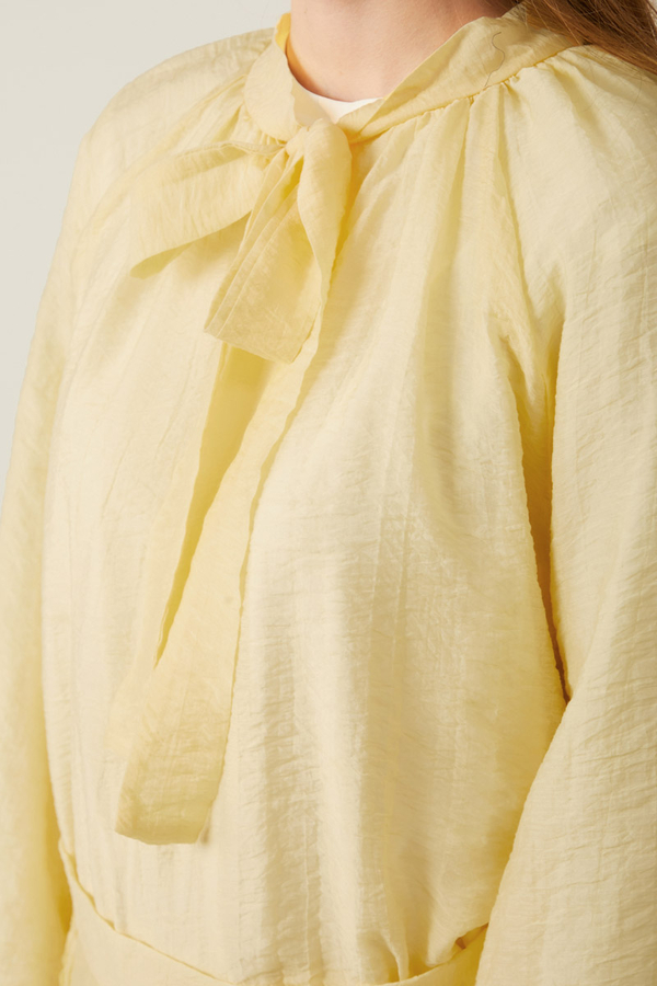 Tie Neck Skirt Set Butter Yellow - 9