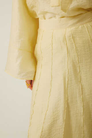 Tie Neck Skirt Set Butter Yellow - 10