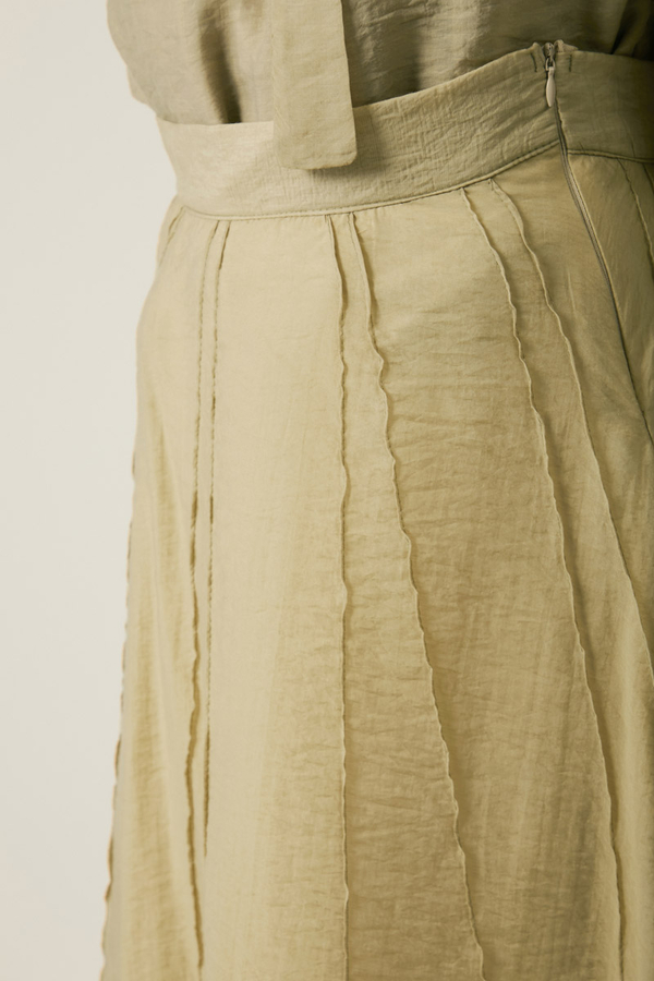 Tie Neck Skirt Set Olive Green - 5