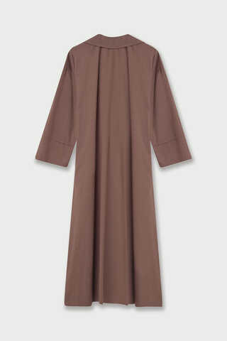 Tie-Waist Linen Trench Coat Brown - 5