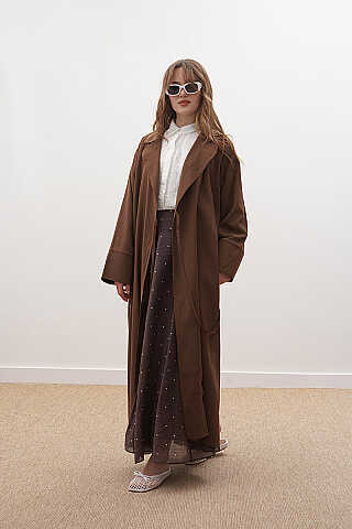 Tie-Waist Linen Trench Coat Brown - 2