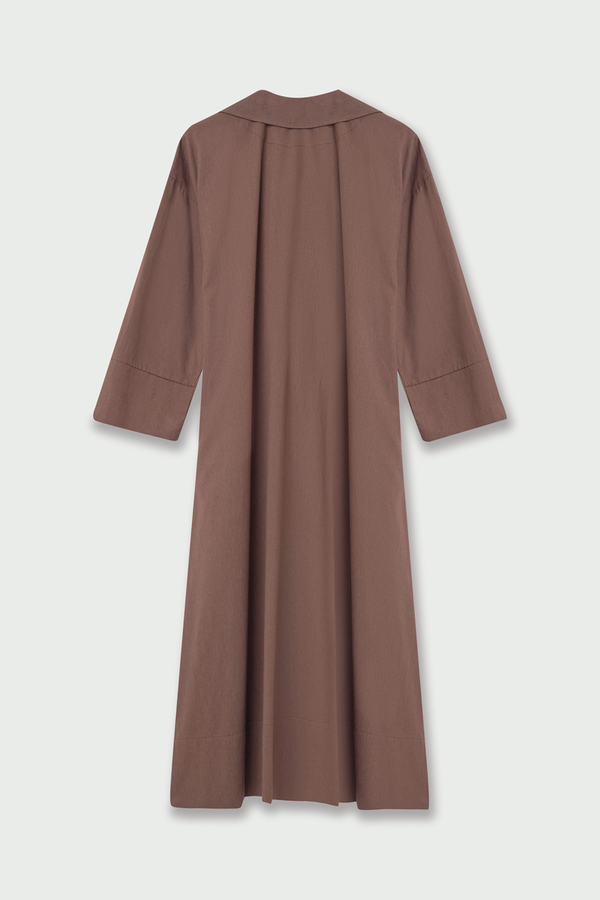 Tie-Waist Linen Trench Coat Brown - 5