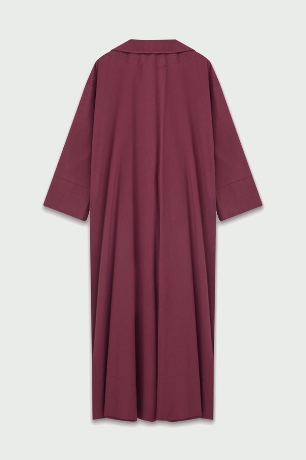 Tie-Waist Linen Trench Coat Burgundy - 11