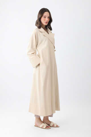 Tie-Waist Linen Trench Coat Stone - 7