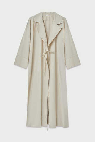 Tie-Waist Linen Trench Coat Stone - 2