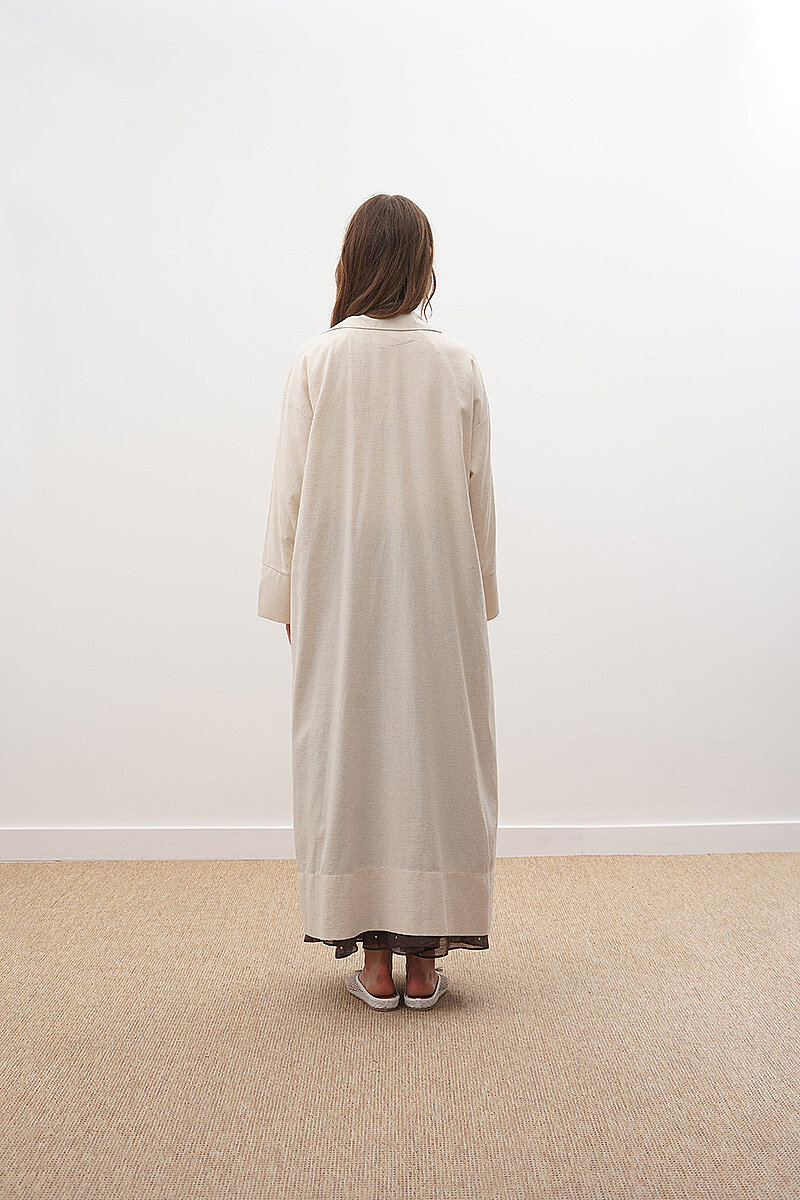Tie-Waist Linen Trench Coat Stone - 4