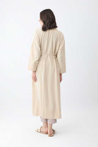 Tie-Waist Linen Trench Coat Stone - 8