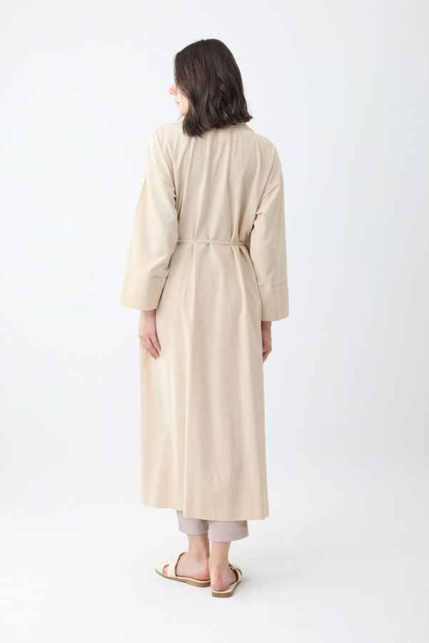Tie-Waist Linen Trench Coat Stone - 8
