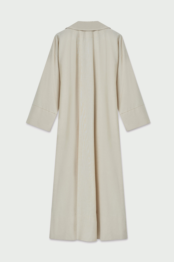 Tie-Waist Linen Trench Coat Stone - 5