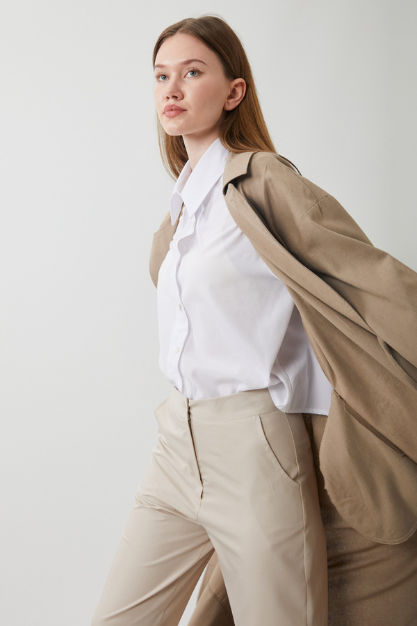 Tie-Waist Linen Trench Coat Taupe - 11