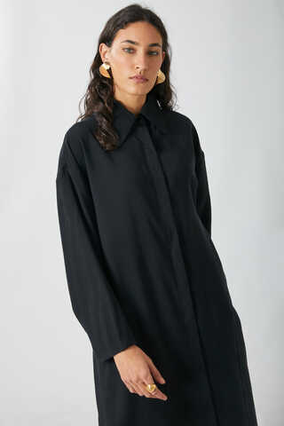 Tie-Waist Long Tunic Set Black - 1