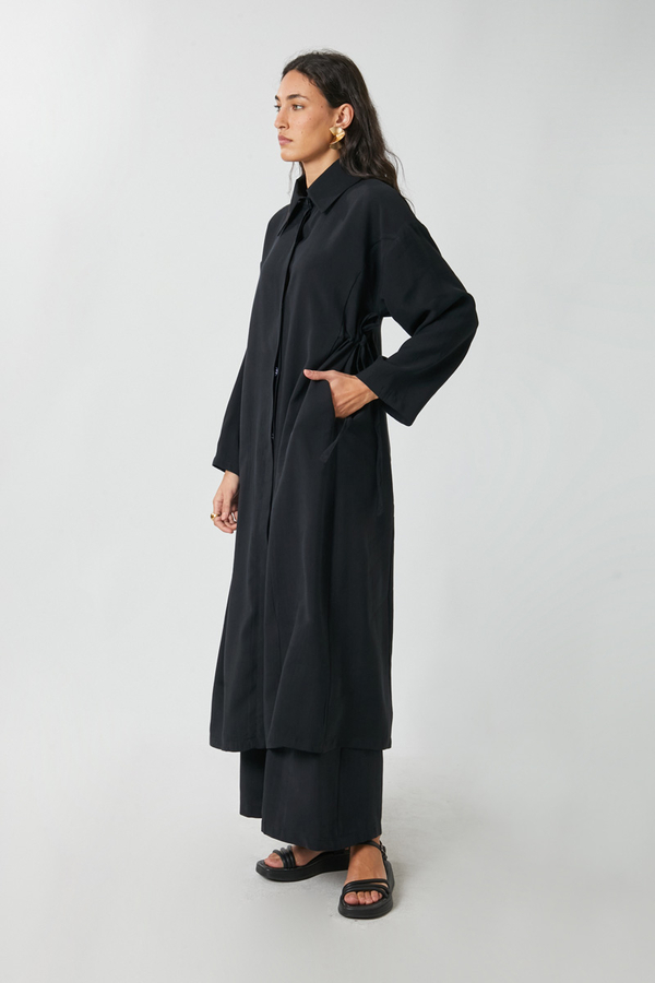Tie-Waist Long Tunic Set Black - 3