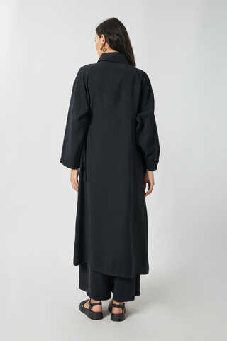 Tie-Waist Long Tunic Set Black - 13