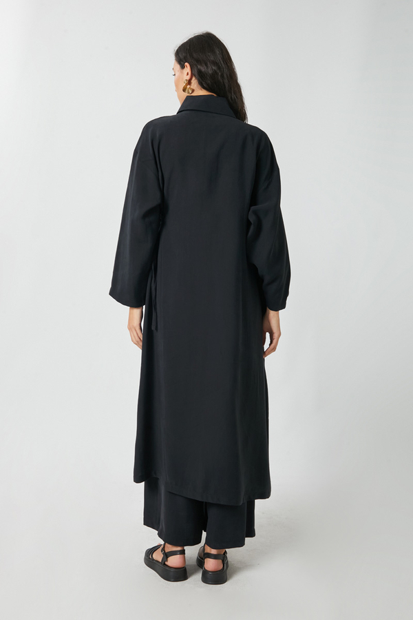 Tie-Waist Long Tunic Set Black - 13