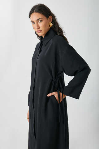Tie-Waist Long Tunic Set Black - 8