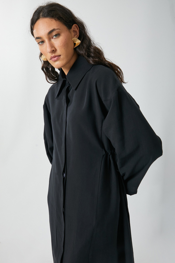 Tie-Waist Long Tunic Set Black - 10