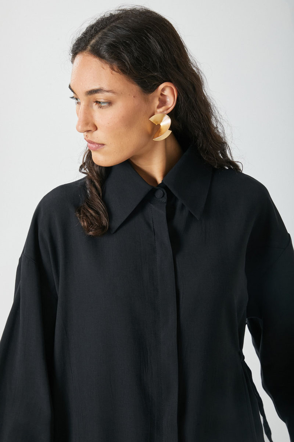 Tie-Waist Long Tunic Set Black - 12