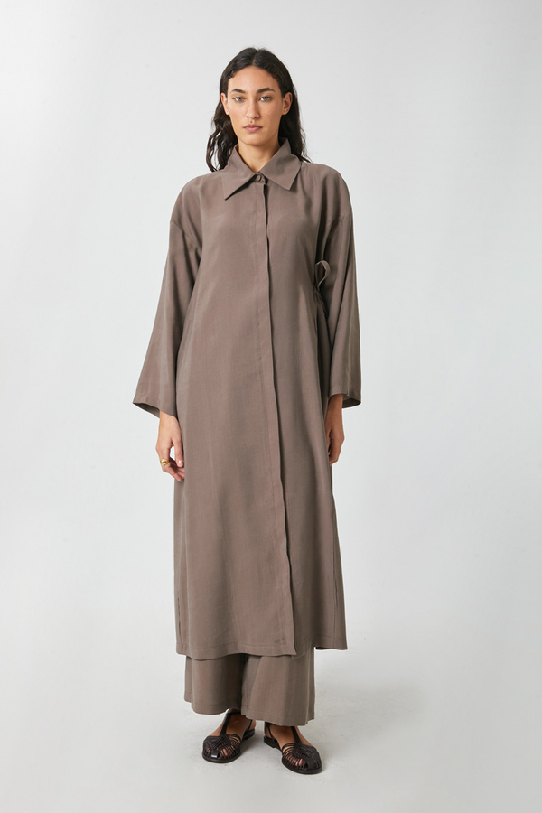Tie-Waist Long Tunic Set Brown - 6