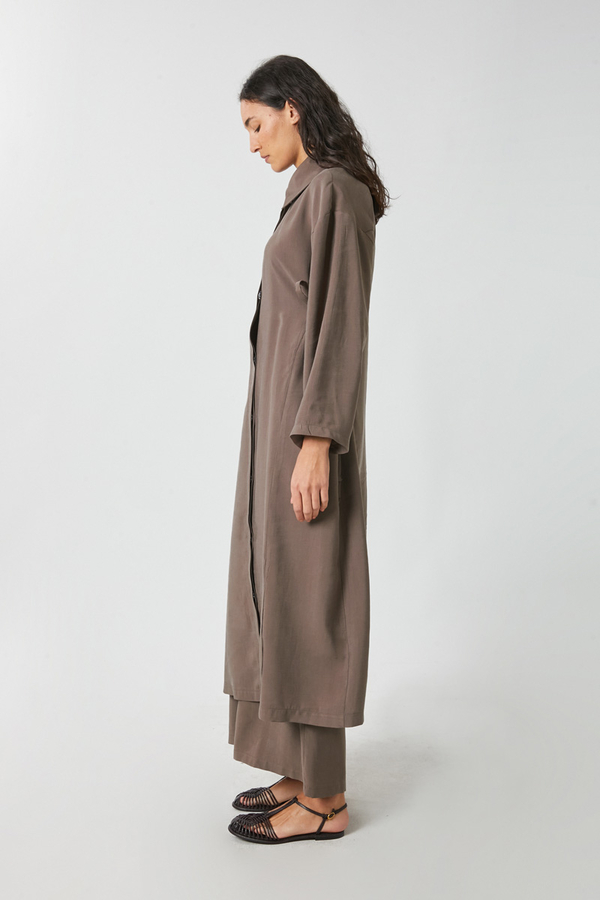 Tie-Waist Long Tunic Set Brown - 7