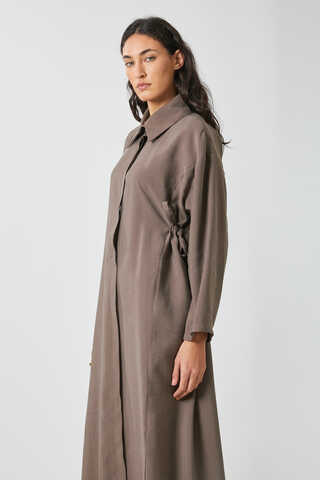 Tie-Waist Long Tunic Set Brown - 8