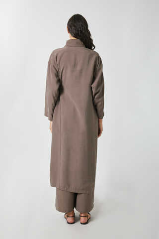 Tie-Waist Long Tunic Set Brown - 11