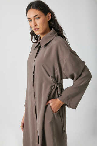 Tie-Waist Long Tunic Set Brown - 5