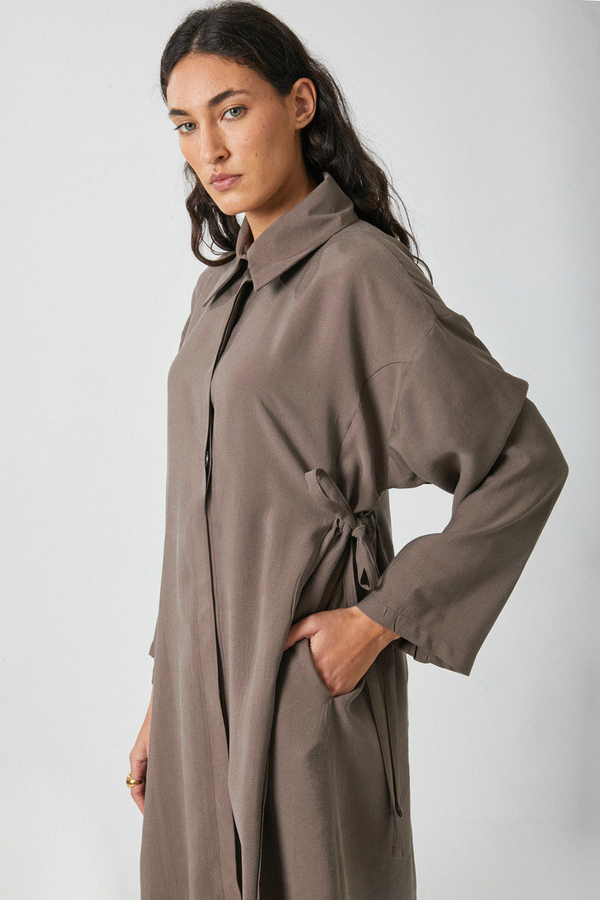 Tie-Waist Long Tunic Set Brown - 5