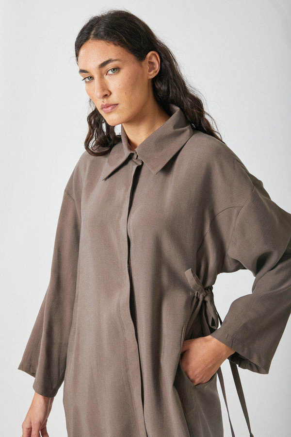 Tie-Waist Long Tunic Set Brown - 10