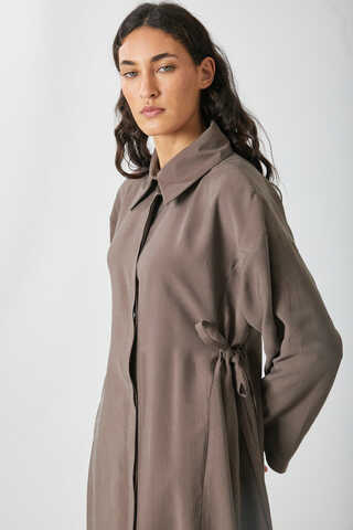 Tie-Waist Long Tunic Set Brown - 4