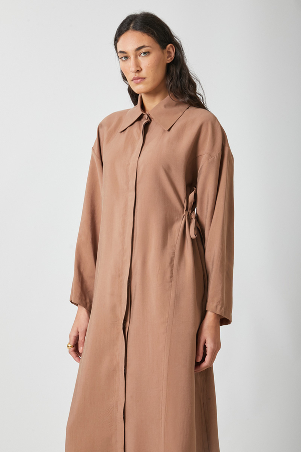 Tie-Waist Long Tunic Set Light Tan - 2