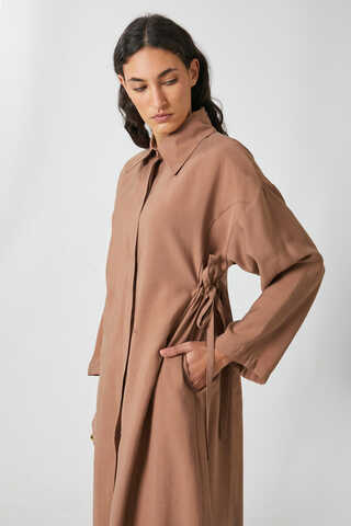 Tie-Waist Long Tunic Set Light Tan - 7